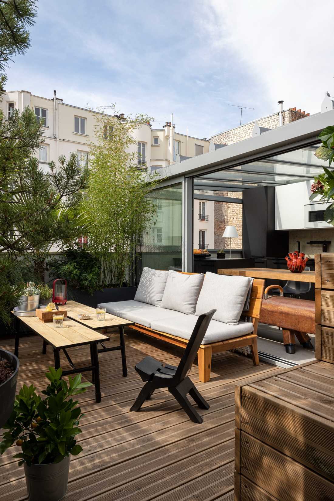 Toit-terrasse amenagé par un architecte d'interieur à Lyon