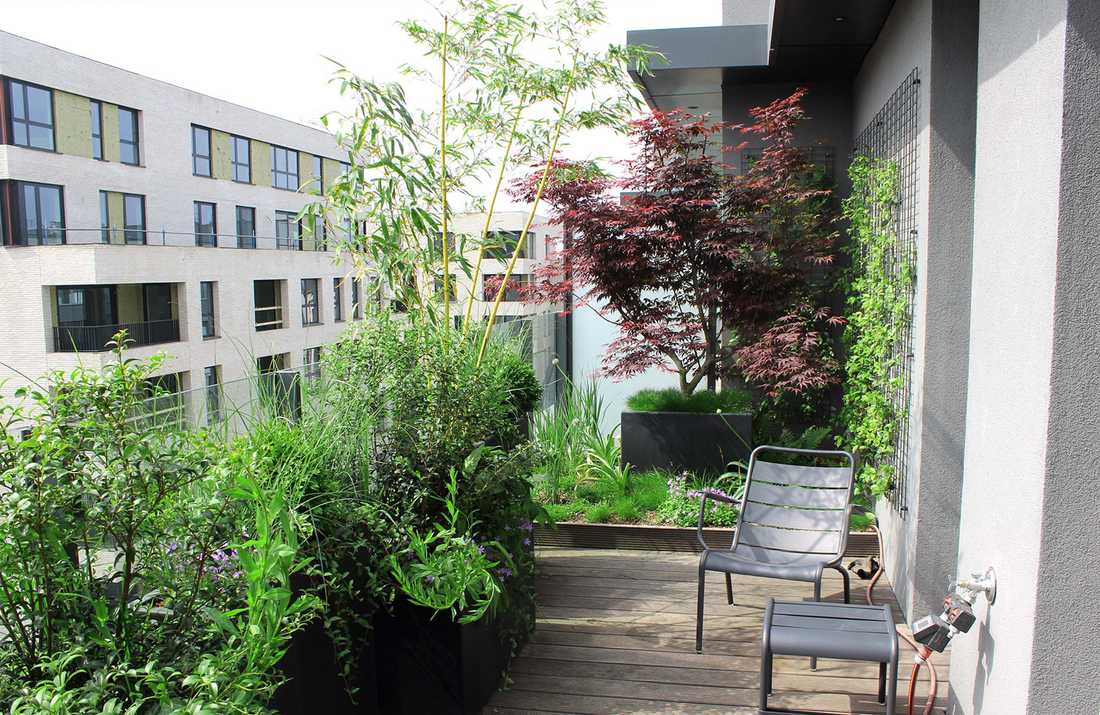 Aménagement paysager de la terrasse d'un appartement-penthouse à Lyon